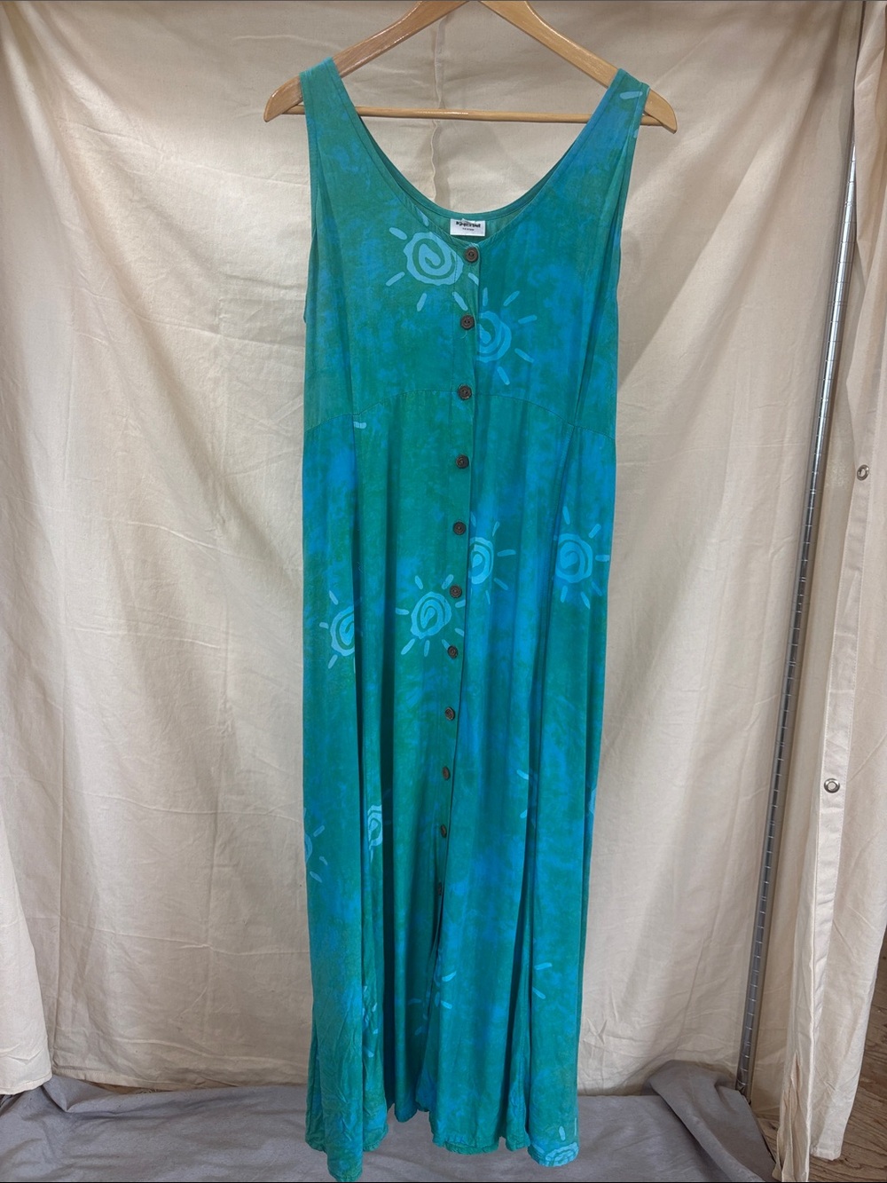 Sleeveless Teal Button-Front Maxi Dress